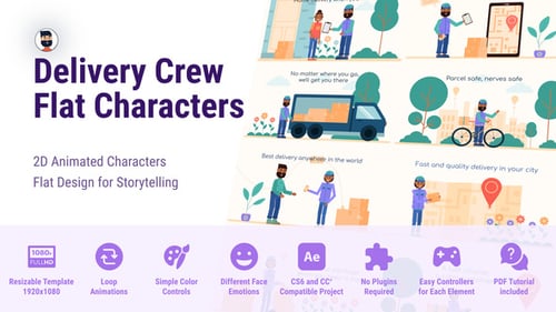 Diverse Delivery Crew - Animated Flat Characters
