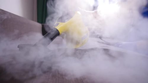Steam Cleaning Sofa with Handheld Machine