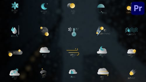 Animated Weather Forecast Icons and Data Displays for Videos