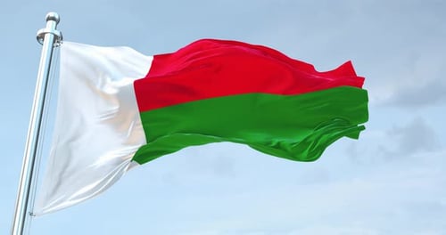 Realistic Waving Flag of Madagascar Animation