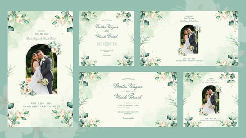 Elegant Watercolor Floral Wedding Invitation Slideshow