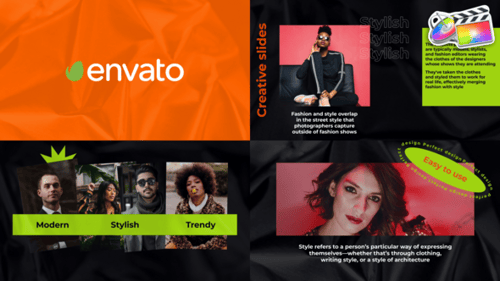 Dynamic Fashion Slideshow with Modern Geometric Design and Text