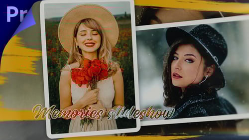 Dynamic Brush Stroke Photo Slideshow with Elegant Cursive Text