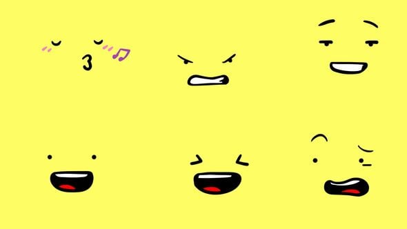 Cartoon Animated Face Pack 01, Elements ft. expression & character rig ...