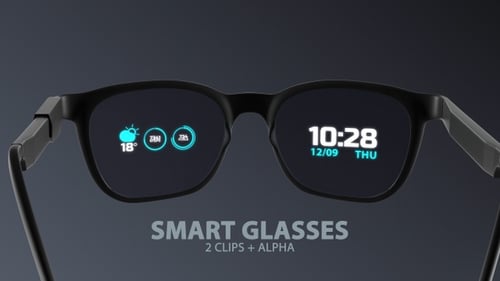 Animated Smart Glasses Augmented Reality UI Data Display