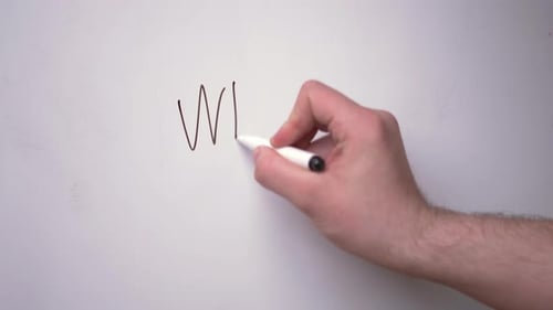 Hand Writes 'Welcome!' on White Background