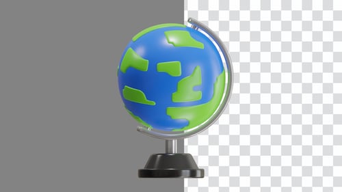 3D Animation of Globe Spinning Views from Around the World | Alpha Channel