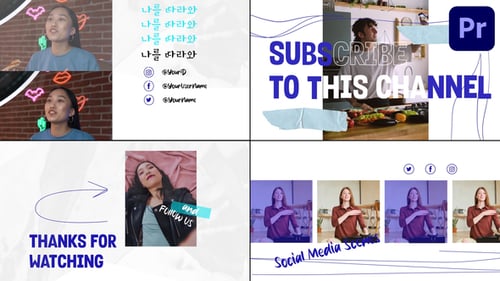 Modern Social Media Intro Slides with Dynamic Text and Hand-Drawn Elements