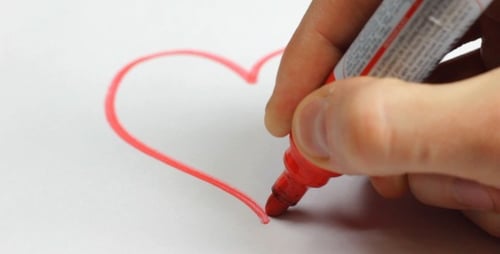 Drawing a Red Heart with a Marker