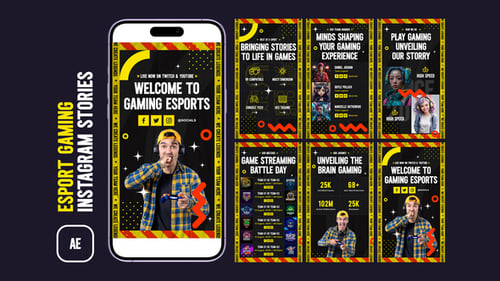 Dynamic Gaming eSports Instagram Stories with Glitch and Geometric Design