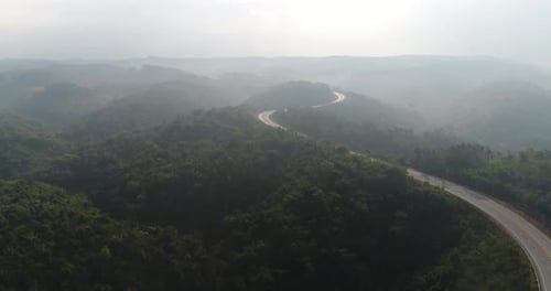 Luftaufnahme Landstraße im Wald