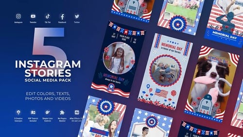 Memorial Day - 4th Of July Instagram Stories - Mogrt Premiere Pro