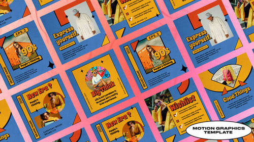 Retro 90s Fashion Social Media Posts Template