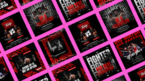 Dynamic Boxing Fight Night Grunge Social Media Posts