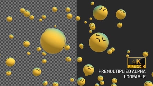 Floating Cartoon Emoji Spheres Background