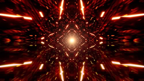Abstract Symmetrical Art Background with Red Light Beams Intersecting Each Other