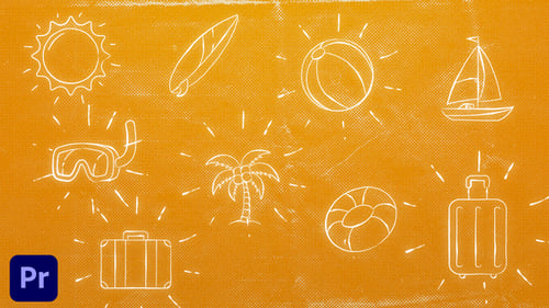 Doodle Scribble Summer Beach Tropical Elements