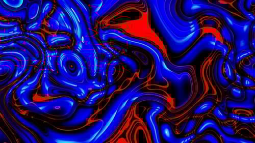 Un liquide abstrait virevolte bleu en rouge, fond animé coloré Liquid. 102,
