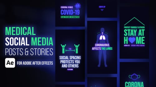 Neon Medical Social Media Posts and Stories
