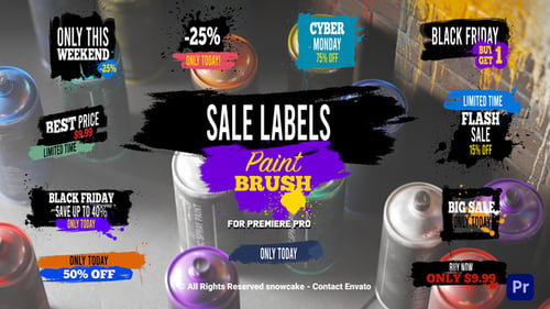 Sale Labels Paint Brush For Premiere Pro