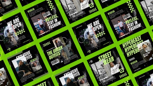 Dynamic Streetwear Fashion Social Media Posts with Grunge Effects