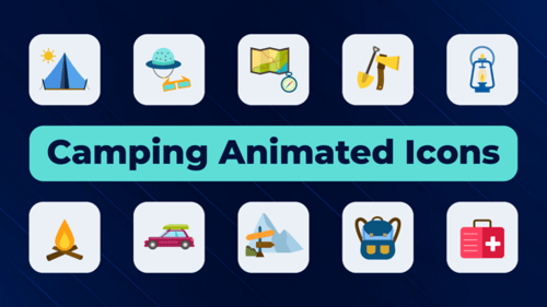 Íconos animados para acampar