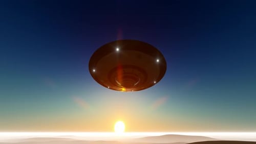 Ufo In The Desert At Sunset