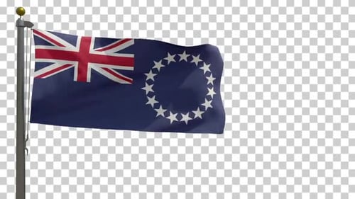 Cook Islands Flag Waving With Alpha Channel