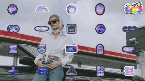 Abstract Creative Titles with Holographic Shapes