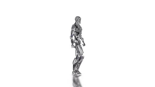 3D Metallic Sci-Fi Robot Walking Animation