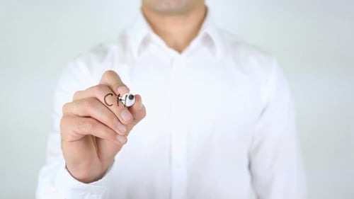 Man Writes Choose Your Gadget on Screen