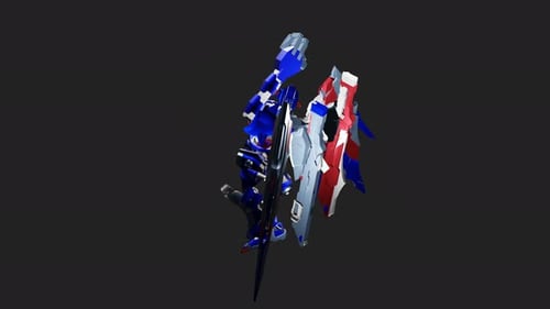 Futuristic 3D Sci-Fi Robot Rotating with Wings