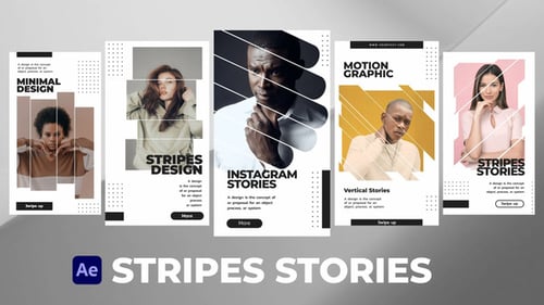 Modern Social Media Story Pack with Dynamic Stripe Transitions
