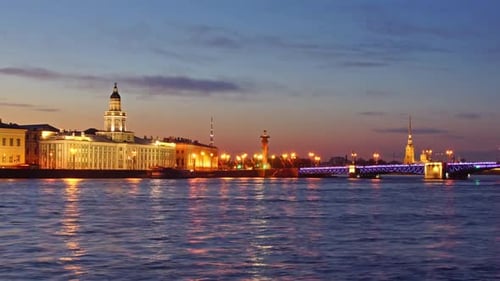 Illuminated Cityscape at Night along the River