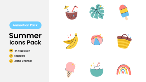 Animated Summer Vacation Icons Pack