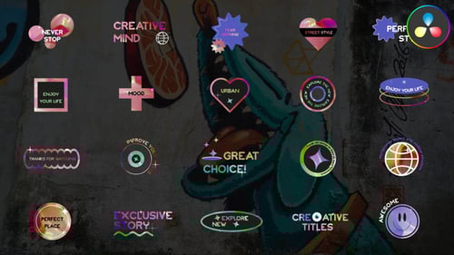 Holographic Iridescent Sticker Titles Pack with Dynamic Effects