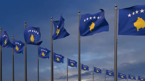 Kosovo Flag Waving in Realistic Wind Animation