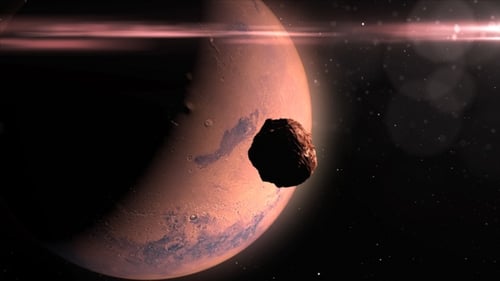 Planet and Asteroid Orbiting in Outer Space Animation