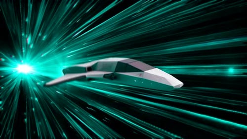 Animation 3D du vaisseau spatial du futur dans Hyperspace Jump