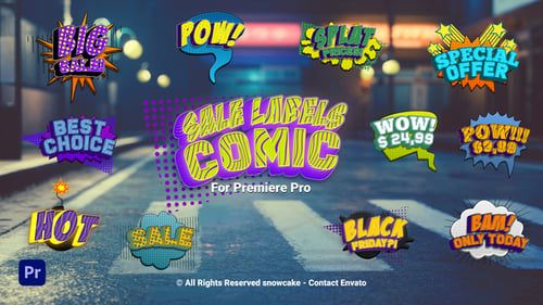 Dynamic Comic Book Sale Labels with Pop Art Style