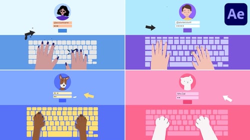 Hands Keyboard Log In Explainer for After Effects
