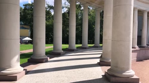 White columns. Concept of architecture