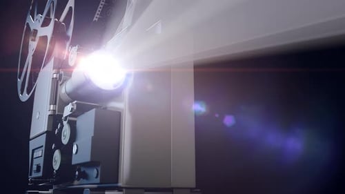 3D Classic Film Projector Light Beam Animation