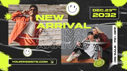 Dynamic Fashion Sale Promo with Grunge Glitch Effects