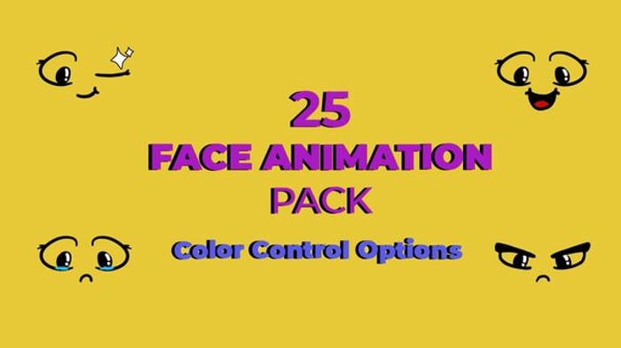 Cartoon Animated Face Pack 02, Elements ft. 2d animation & animated ...