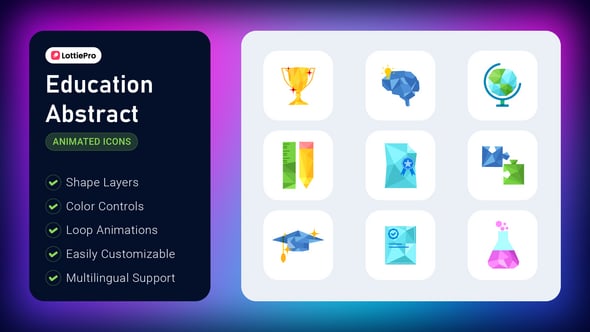 Animated Geometric Education Icons Pack, Elements ft. abstract & app ...