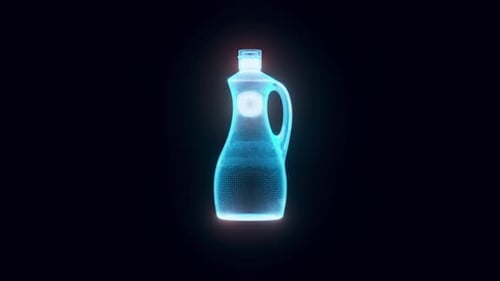 Futuristic Holographic Wireframe Bottle Product Display