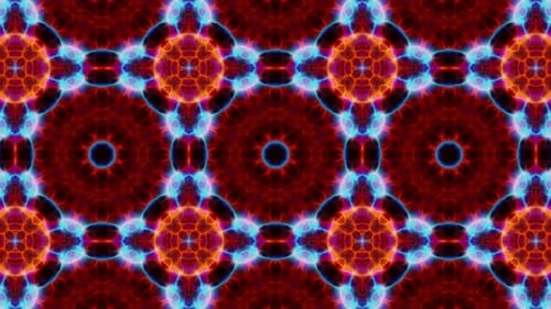Fractal Red and Blue Kaleidoscope Fire Background Loop 4K 15