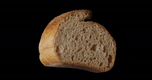A Piece Of Wheat Bread, Rotating Around, Alpha Channel
