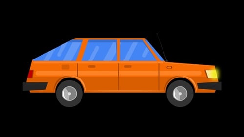 Flat Design Orange Car Animation